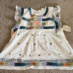 Embroidered Cream Tunic with Multicolor Floral Motif